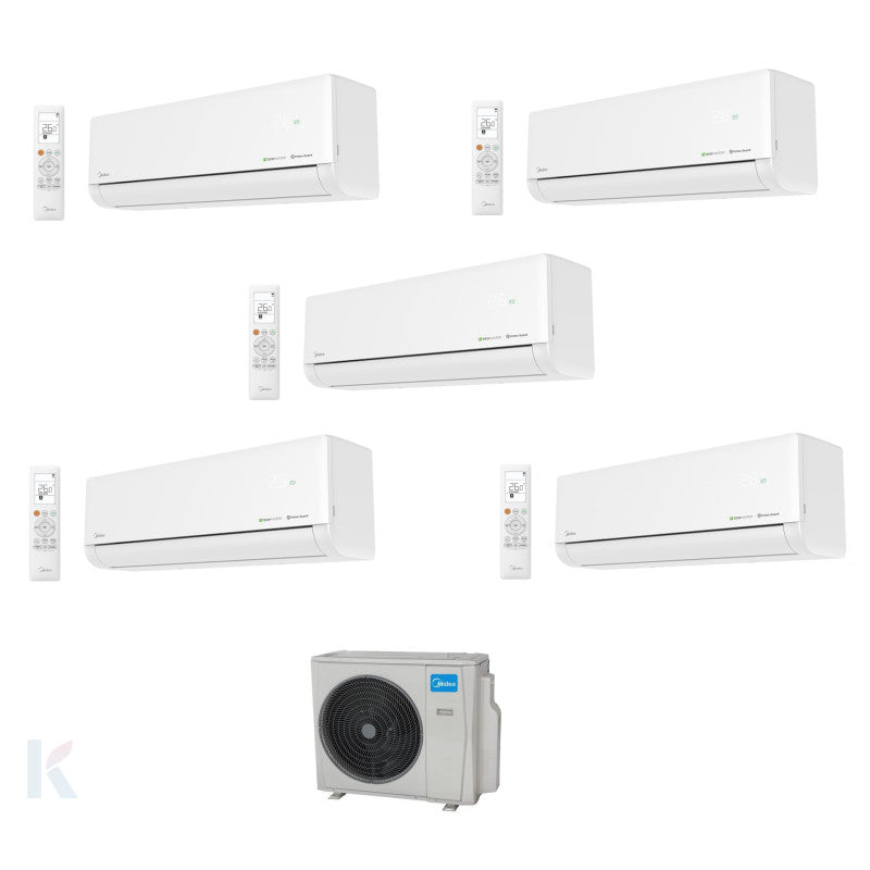 Solarics Midea Solstice EZ - 9000 + 9000 + 9000 + 9000 + 18000 BTU - Ext. M5OE-42HFN8-Q – Multisplit Set Klimagerät (5x1)