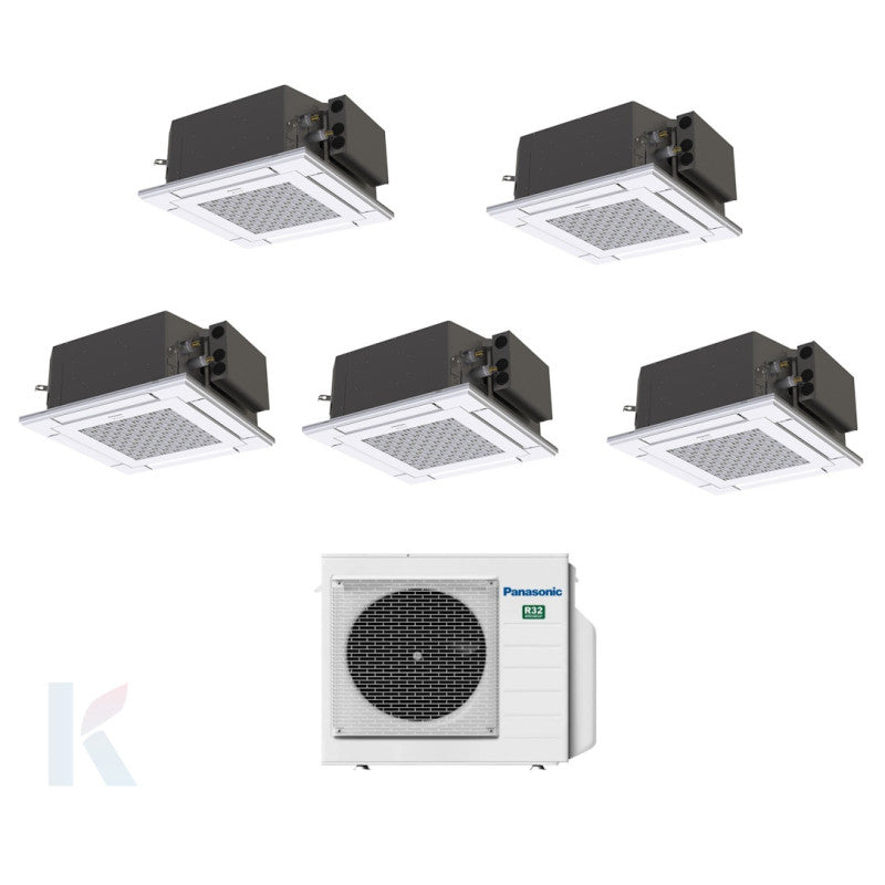 Solarics Panasonic 4-way Cassette - 9000+9000+12000+12000+18000 BTU - Ext. CU-5Z90TBE – Klimaanlage Multisplit Set (5x1)