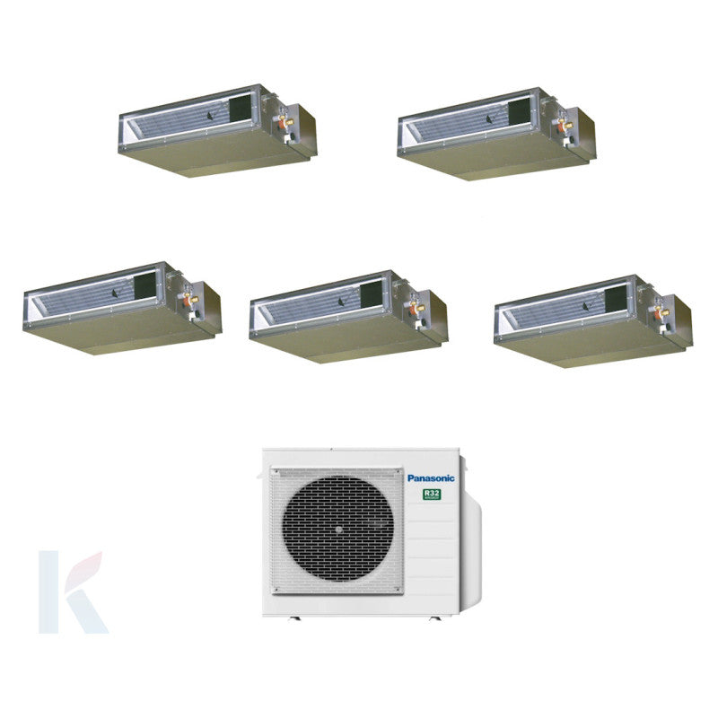Solarics Panasonic Duct - 9000 + 9000 + 9000 + 12000 + 12000 BTU - Ext. CU-5Z90TBE – Multisplit Set Klimagerät (5x1)