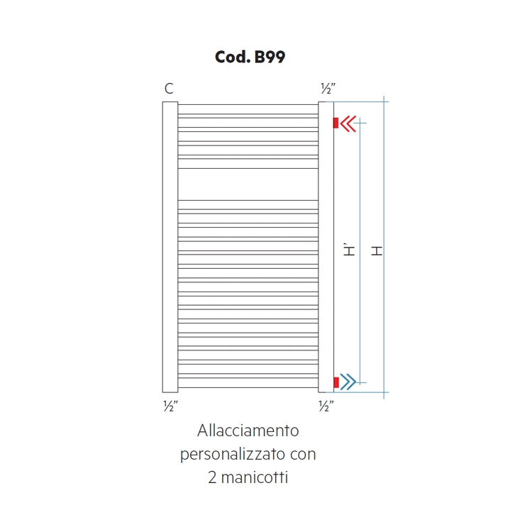Irsap Maßgeschneiderter Anschluss mit 2 Manschetten (Machbarkeit anfragen) Cod.B99-1