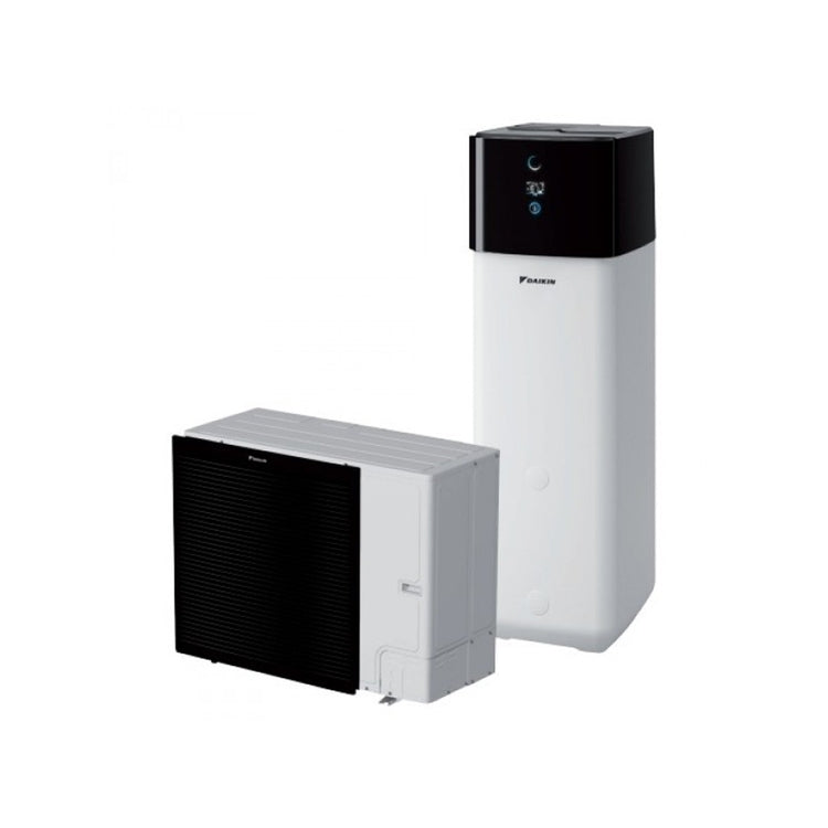 Daikin Wärmepumpe für Heizung, Kühlung und Warmwasserbereitung, einphasige Außengerät 14 kW Speicher 500 l. ALTHERMA R ECH2O COMPACT ERLA14DV3+EBSX16P50D
