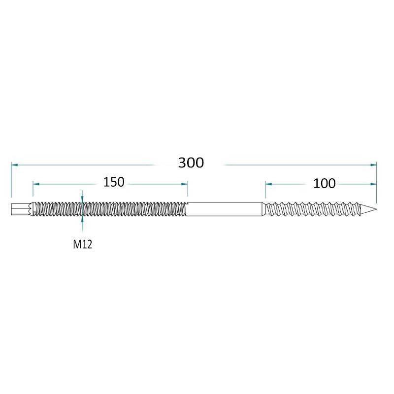 Alusistemi ATL022.M12.300 Doppelgewindeschraube M12 x 300 mm