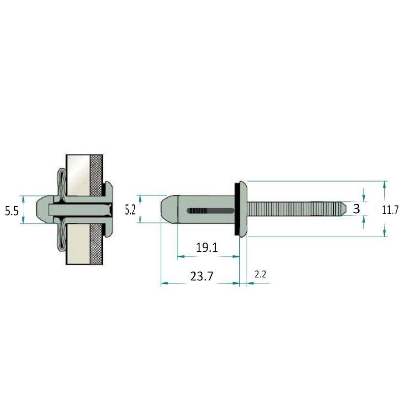 Alusistemi ATL058 Niet 5,2 x 19,2 mm mit Aluminiumdichtung