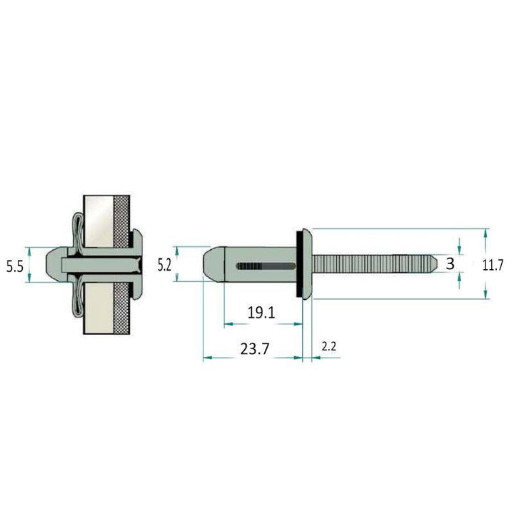 Alusistemi ATL058 Niet 5,2 x 19,2 mm mit Aluminiumdichtung