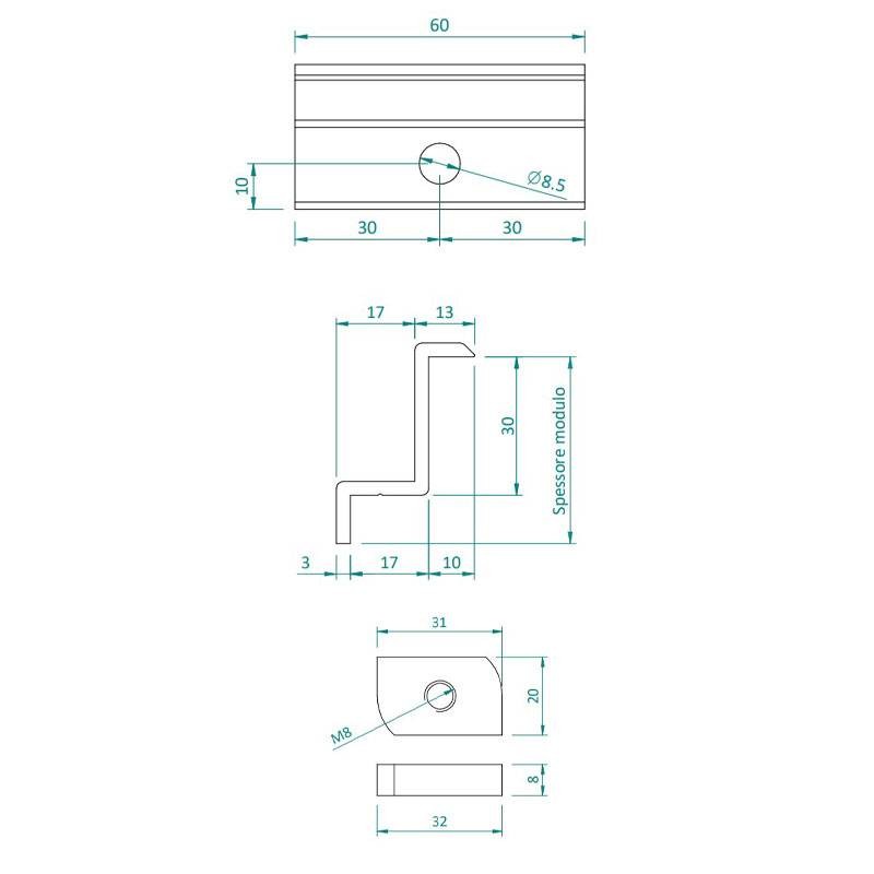 Alusistemi ATL004.8040 Photovoltaik-Endklemme 40 mm