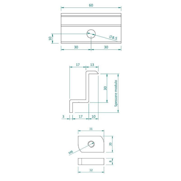 Alusistemi ATL004.8040 Photovoltaik-Endklemme 40 mm