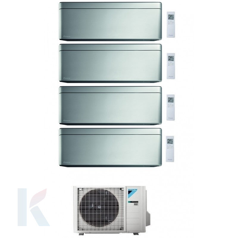 Solarics Daikin Stylish Silver - 12000 + 12000 + 12000 + 18000 BTU - Ext. 5MXM90A9 – Multisplit Set Klimagerät (4x1)