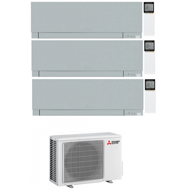 Mitsubishi Multisplit-Klimaanlage (3x1) – Kirigamine Zen Silver – 9000 + 12000 + 12000 BTU – Ext. MXZ-3F54VF