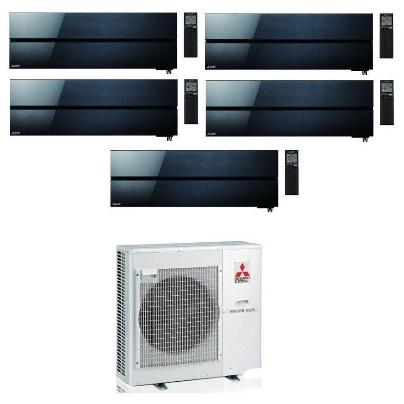 Mitsubishi Multisplit-Klimaanlage (5x1) – Kirigamine Style Schwarz – 9000 + 9000 + 9000 + 9000 + 12000 BTU – MXZ-5F102VF