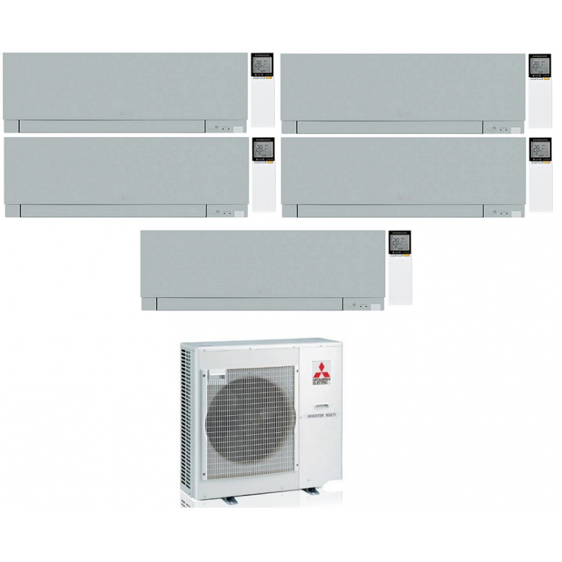 Mitsubishi Multisplit-Klimaanlage (5x1) – Kirigamine Zen Silver – 9000 + 9000 + 12000 + 12000 + 18000 BTU – MXZ-5F102VF