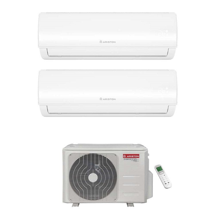 Ariston 2-fach-Split-Klimagerät ALYS NET, Wandgerät, Inverter, WLAN, Weiß – Außengerät R32 5,3 kW, Innengeräte 12000+12000 BTU 4219015+4213053+4213053
