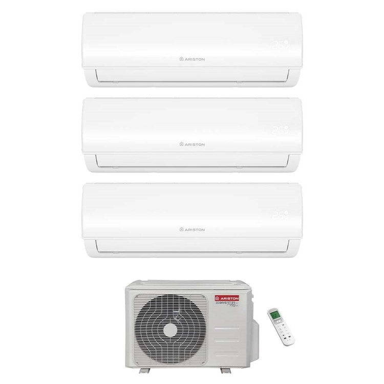 Ariston 3-fach-Split-Klimagerät ALYS NET, Wandgerät, Inverter, WLAN, Weiß – Außengerät R32 8,1 kW, Innengeräte 12000+12000+18000 BTU 4225015+4213053+4213053+4213054