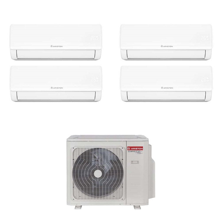 Ariston 4-fach-Split-Klimagerät NEVIS NET, Wandgerät, Inverter, WLAN, Weiß – Außengerät R32 12,4 kW, Innengeräte 9000+9000+9000+9000 BTU 3381263+4213037+4213037+4213037+4213037