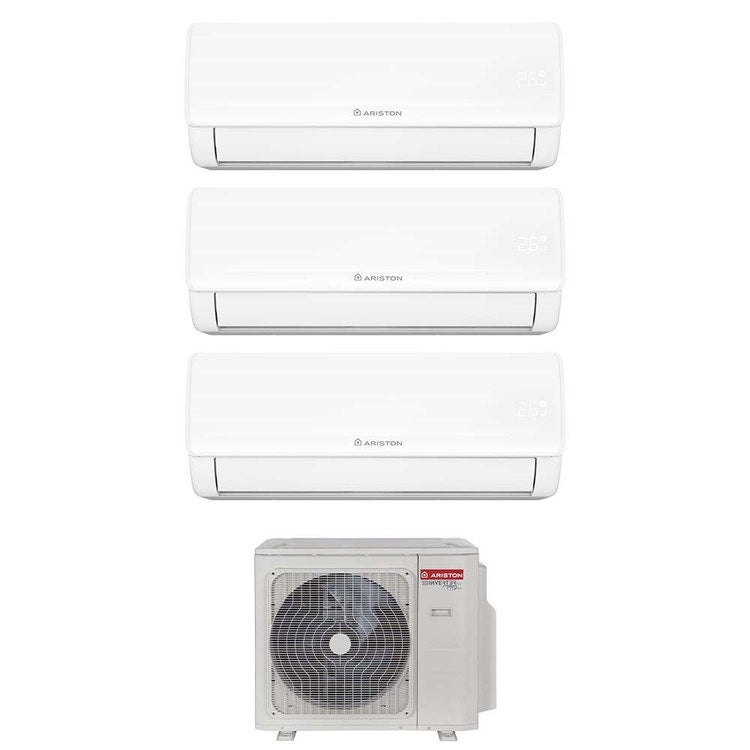 Ariston 3-fach-Split-Klimagerät NEVIS NET, Wandgerät, Inverter, WLAN, Weiß – Außengerät R32 10,7 kW, Innengeräte 9000+9000+12000 BTU 3381262+4213037+4213037+4213038