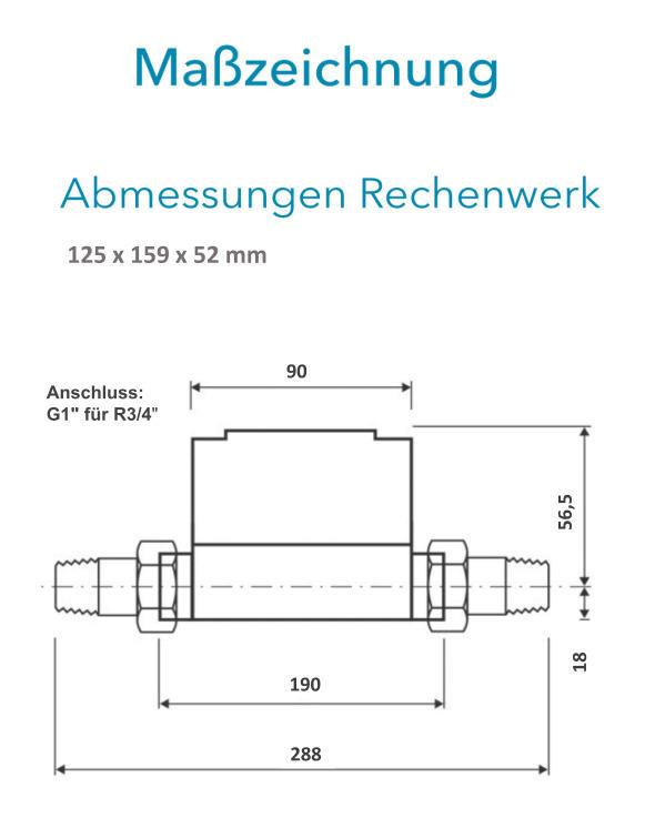 Sensus Kombinierter WMZ PoThF-Set PF130 Qp 1,5 B DN20 L:190 AG1" PN16 45/5,2