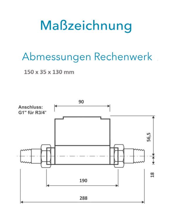 Sensus Kombinierter WMZ PoThF-Set PF130 Qp 0,6 B DN20 L:190 AG1" PN16 45/5,2 wM-Bus