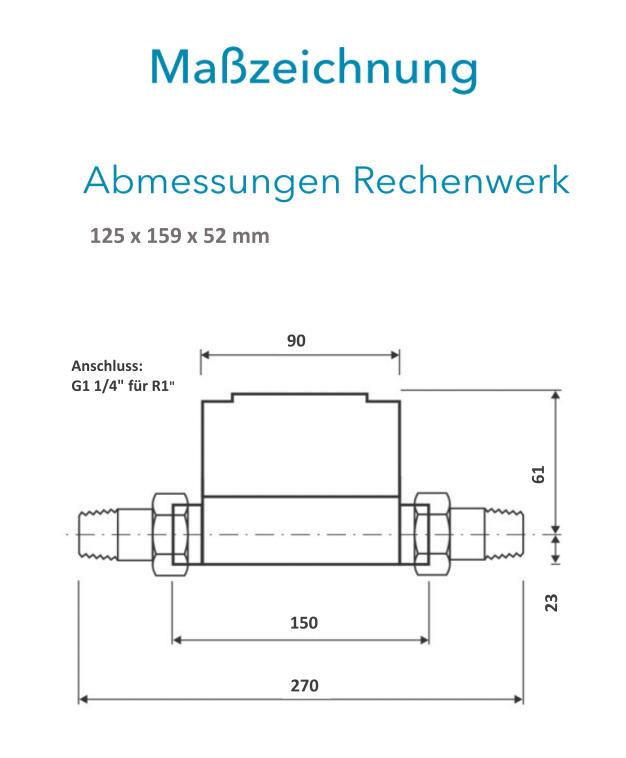 Sensus Kombinierter WMZ PoThF-Set PF130 Qp 3,5 B DN25 L:150 AG1 1/4" PN16 100/6,0 wM-Bus
