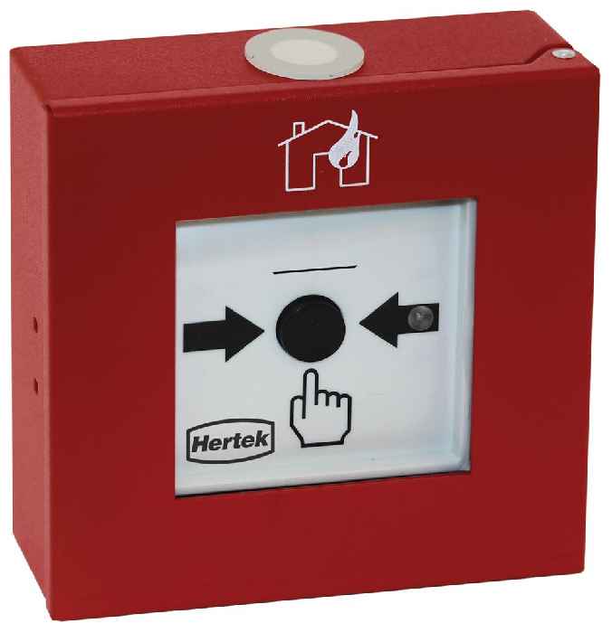 Hertek XP95 Handfeuermelder (Metall, Haus/Flamme, IP42, Isolator) - Art. BIM230