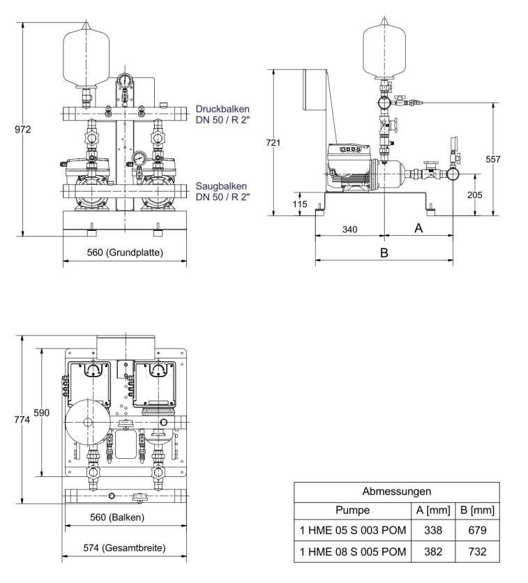 Lowara DEA GTB 20 ESM 3HME05S05 DN50 PN10 Qmax 10m3/h max H:56m ger.
