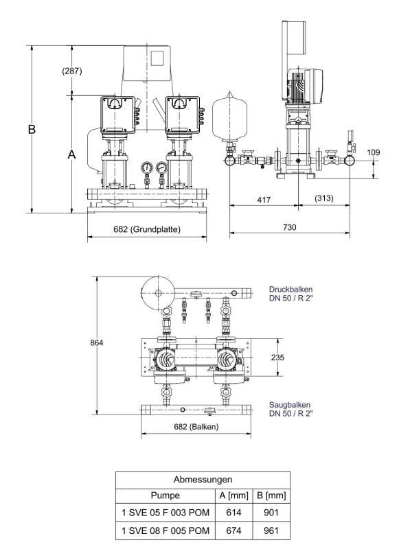 Lowara Druckerhöhungsanlage  DEA GTB 20 ESM 5SVE04F007 DN50 PN10 Qmax 20m3/h max H:44m ger.