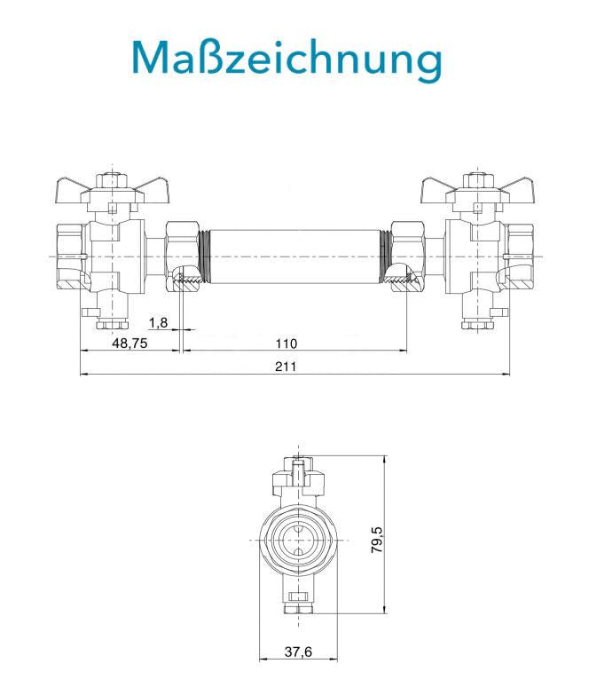 Sensus Kombinierter WMZ MID-Erstausrüster-Set DN15 L:110 AG3/4" PN16 45/5,2