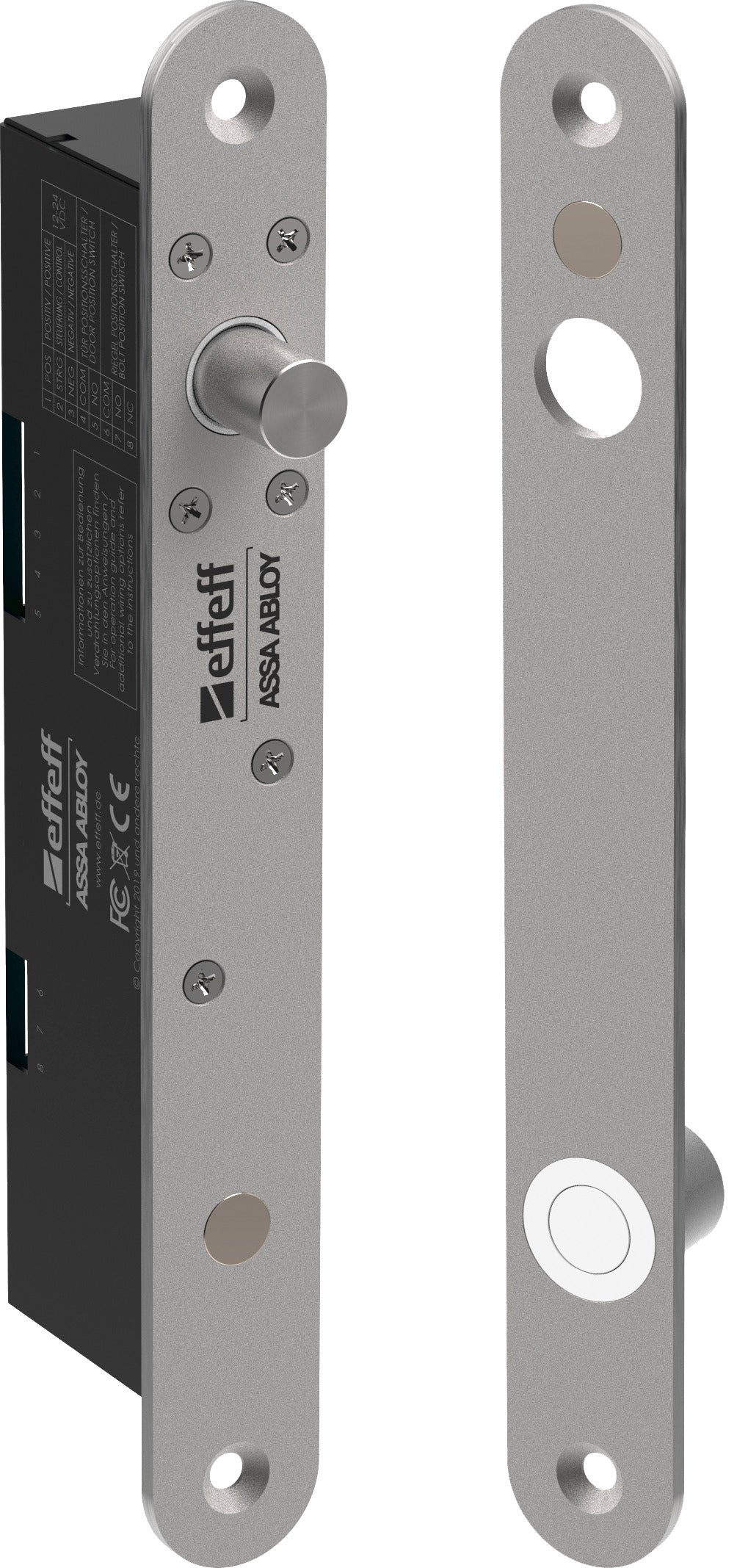 ASSA ABLOY Sicherheitstechnik effeff Türriegel 843-3 Ruhestrom; 12/24 V - Art. effeff 843-3