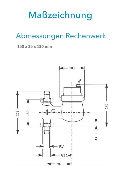 Sensus Kombinierter WMZ PoThF-Set AN130 qp 3,5 B DN25 L:150 S/AG1 1/4" PN16 45/5,2 wM-Bus