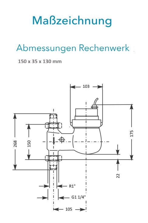 Sensus Kombinierter WMZ PoThF-Set AN130 qp 6 B DN25 L:150 F/AG1 1/4" PN16 100/6,0 wMBus