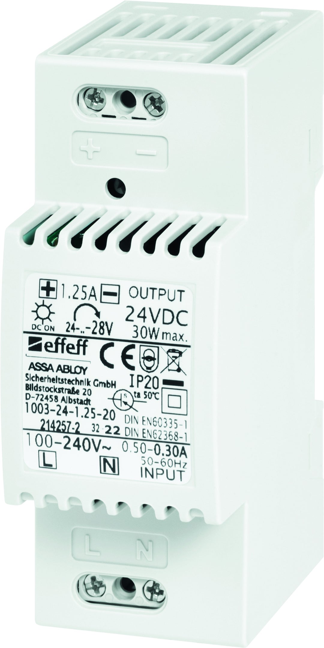 ASSA ABLOY Sicherheitstechnik effeff Netzteil geregelt - Art. effeff 1003-24-1.25-20