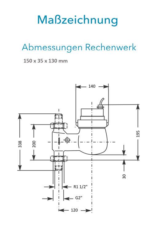 Sensus Kombinierter WMZ PoThF-Set AN130 qp 10 B DN40 L:200 F/AG2" PN16 100/6,0 wM-Bus