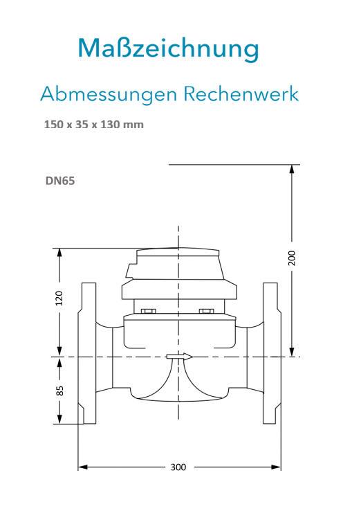Sensus Kombinierter WMZ PoThF-Set WPD FSL130 qp 25 B DN65 L:300 H/FL PN16 150/6,0 wM-Bus