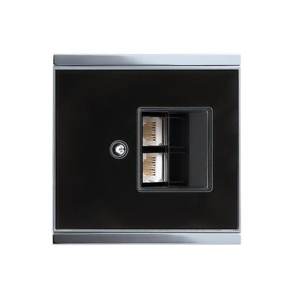 Elsner Elektronik Gebäudeautomation Corlo Abdeckung für LAN-Anschlussdose schwarz, Rand glänzend verchromt - Art. 70422