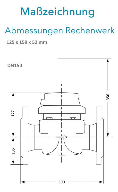 Sensus Kombinierter  WMZ PoTh-Set WPD FS130 qp 150 N DN150 L:300 F,S/FL PN16 150/6,0