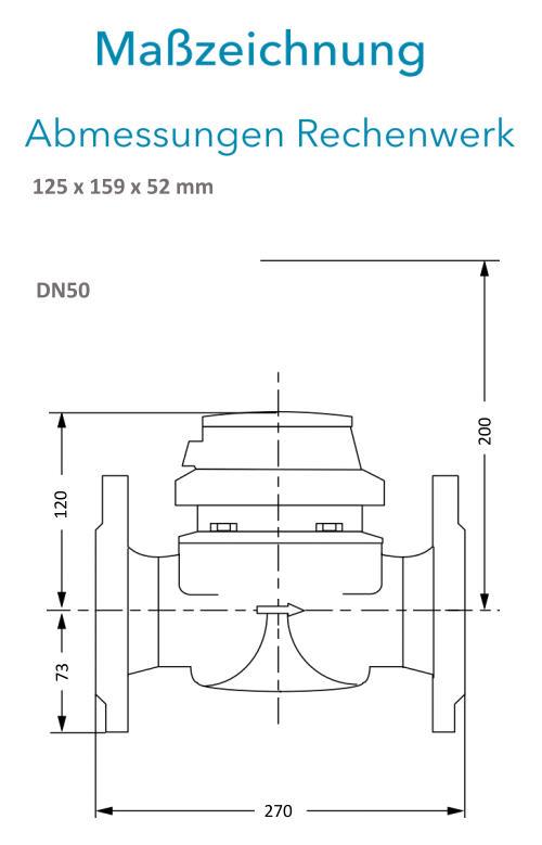 Sensus Kombinierter  WMZ PoTh-Set WPD FSL130 qp 15 N DN50 L:270 H/FL PN16 150/6,0