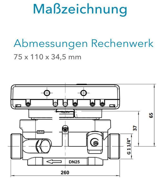 Sensus  Kompaktkältezähler US-Zähler KMZ PolluStat qp 3,5 B DN25 L:260 AG1 1/4" PN16 45/5,2 wMBus