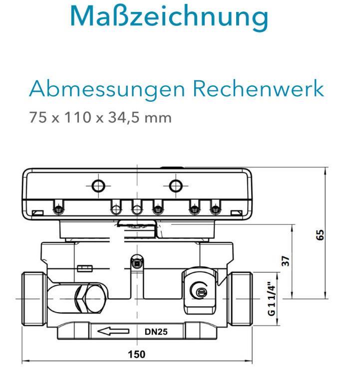 Sensus Kompaktkältezähler US-Zähler WMZ PolluStat qp 6 B DN25 L:150 AG1 1/4" PN16 45/5,2 wMBus