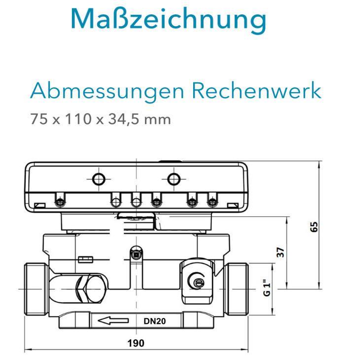 Sensus Kompaktkältezähler US-Zähler WMZ PolluStat qp 0,6 B DN20 L:190 AG1" PN16 45/5,2 wMBus