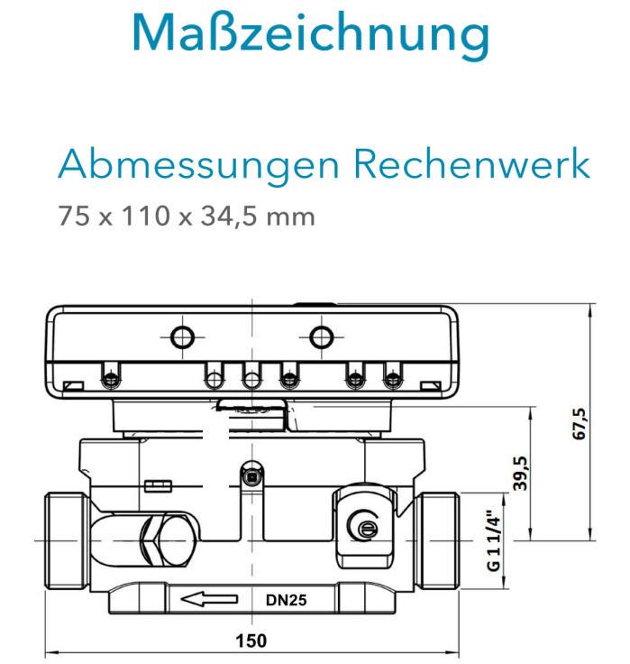 Sensus Kompaktkältezähler US-Zähler WMZ PolluStat qp 6 B DN25 L:150 AG1" PN16 45/5,2
