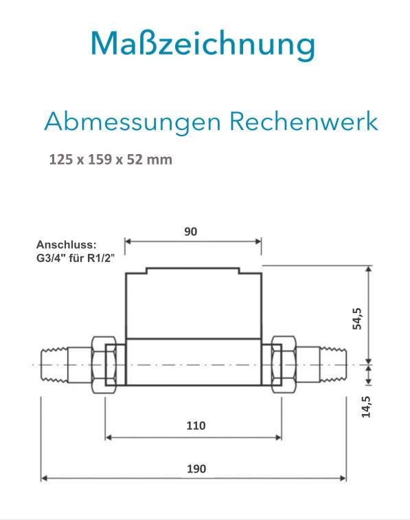 Sensus Kombinierter WMZ PoThF-Set PF130 Qp 0,6 B DN15 L:110 AG3/4" PN16 100/6,0