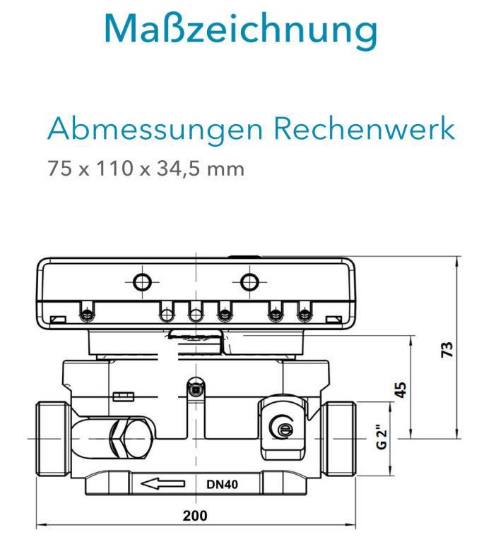 Sensus Kompaktkältezähler US-Zähler WMZ PolluStat qp 10 B DN40 L:200 AG2" PN16 65-100/6,0 wMBus