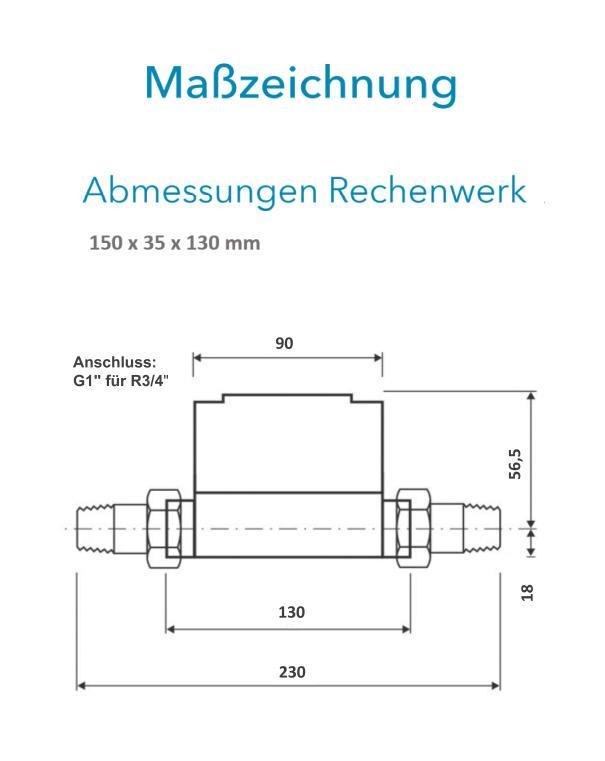 Sensus Kombinierter WMZ PoThF-Set PF130 Qp 2,5 B DN20 L:130 AG1" PN16 100/6,0