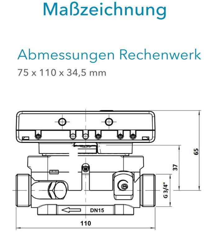 Sensus Kompaktkältezähler US-Zähler KMZ PolluStat qp 1,5 B DN15 L:110 AG3/4" PN16 45/5,2 wMBus
