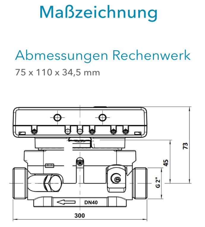 Sensus Kompaktkältezähler US-Zähler KMZ PolluStat qp 10 B DN40 L:300 AG2" PN16 65-100/6,0