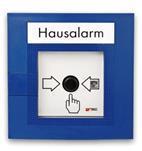 NSC Sicherheitstechnik Druckknopfmelder blau, Text "Hausalarm" - Art. B03310-00