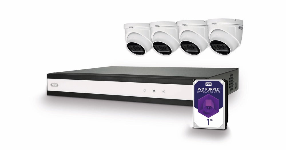 ABUS ABUS TVVR33842D ABUS Komplett-Set mit Hybrid-Videorekorder und 4 analogen Mini-Dome-Kameras - Art. TVVR33842D
