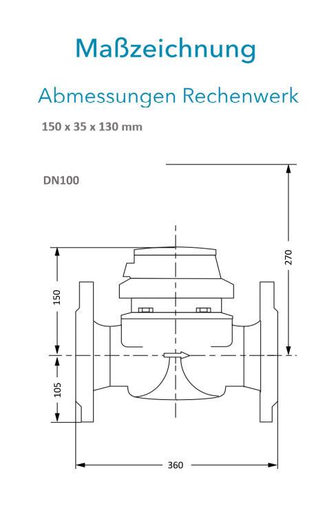 Sensus Kombinierter WMZ PoThF-Set WPD FSL130 qp 60 B DN100 L:360 H/FL PN16 150/6,0 wM-Bus