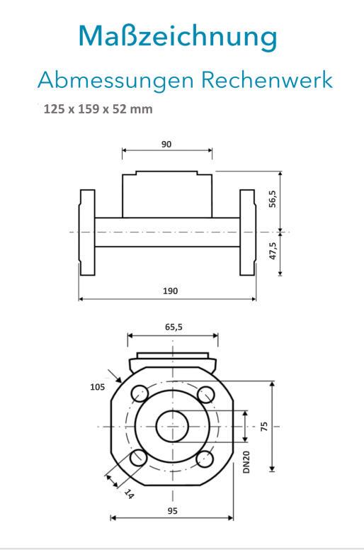 Sensus Kombinierter WMZ PoThF-Set PF130 Qp 2,5 B DN20 L:190 FL PN16 100/6,0 wM-Bus