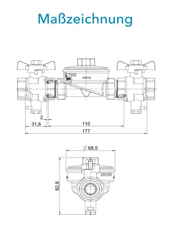 Sensus Kompaktkältezähler WMZ MID-Erstausrüster-Set EAS PCC DN15 L:110 AG3/4" PN16 45/5,2