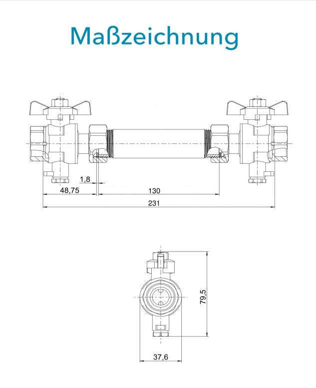 Sensus Kombinierter WMZ MID-Erstausrüster-Set DN20 L:130 AG1" PN16 45/5,2