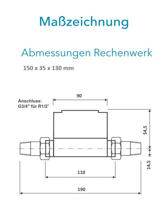 Sensus Kombinierter WMZ PoThF-Set PF130 Qp 0,6 B DN15 L:110 AG3/4" PN16 100/6,0 wM-Bus
